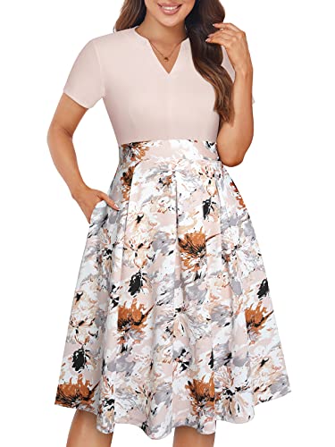 Yathon 2024 Women'S Wedding Guest Floral Patchwork Dress Vintage Business Party A Line Dresses For Women Wear To Work cover