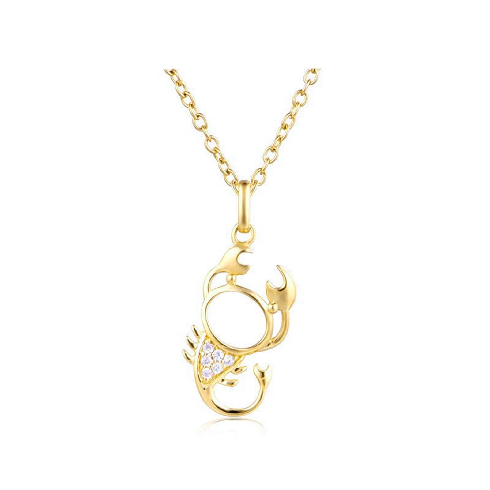 9K/18K Gold Halskette für Damen, Moissanit/Diamant Sternbild Skorpion Edelstein Anhänger Schmuckkette 18 Zoll