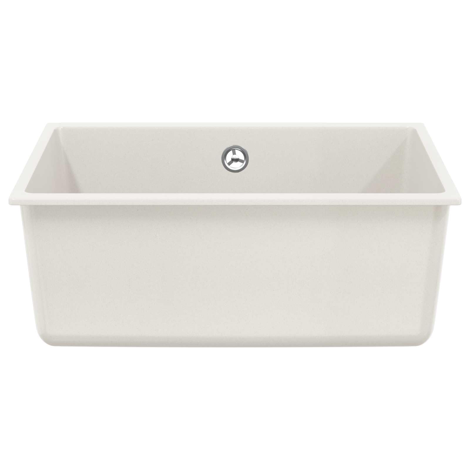 Lavabo blanco de 530 x 460 mm de 80% cuarzo y 20% resina de granito fregadero con juego de accesorios y filtro de desagüe para cocinas modernas, resistente al calor y a los arañazos