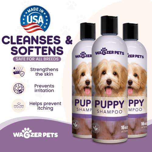 Wagzer Pets Puppy Shampoo 16 Oz - Dog Itch Relief - Safe Dog Shampoo - Hypoallergenic Skin Care - Gentle Solutions - Soap Free - For Small Puppies With Dry Or Sensitive Skin - Made In Usa, 16 Oz #TOP3