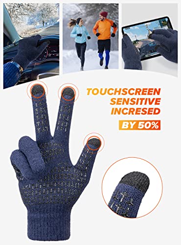 Image of TRENDOUX Merino Wool Winter Gloves for Men Women, Cold Weather Warm Touchscreen Unisex, Non-Slip, Knit Elastic Cuff