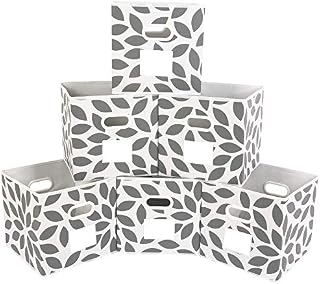 MAX Houser Fabric Storage Bins Cubes Baskets Containers with Dual Plastic Handles