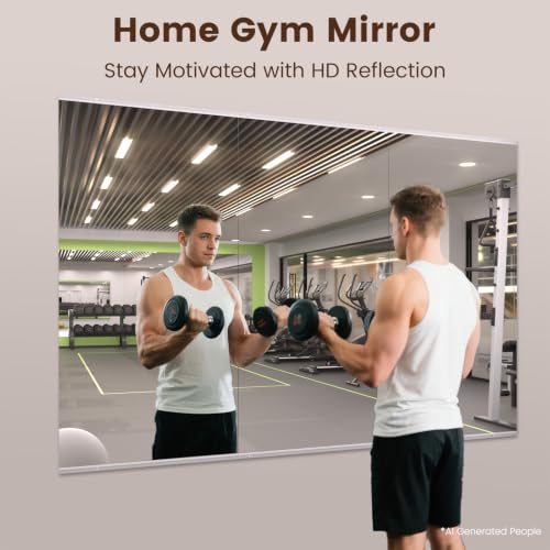 Image of LOAAO Home Gym Mirror 48 inchx24 inch, 3 PCS