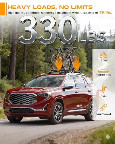 Image of 330 lbs Lockable Roof Rack Cross Bars Fit for 2018-2024 Chevy Equinox & GMC Terrain, Aluminum Crossbars Luggage Cargo Carrier, Rooftop Accessories for Bike Kayak Skis Canoe