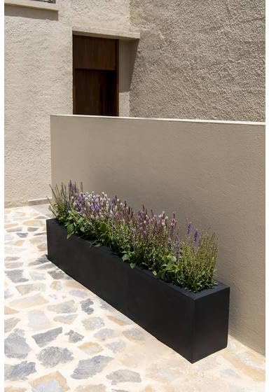 Miniatura 4 de Maceta rectangular negra para plantas al aire libre, elegante maceta larga y moderna para exteriores, 8 pulgadas de alto x 8 pulgadas de ancho x