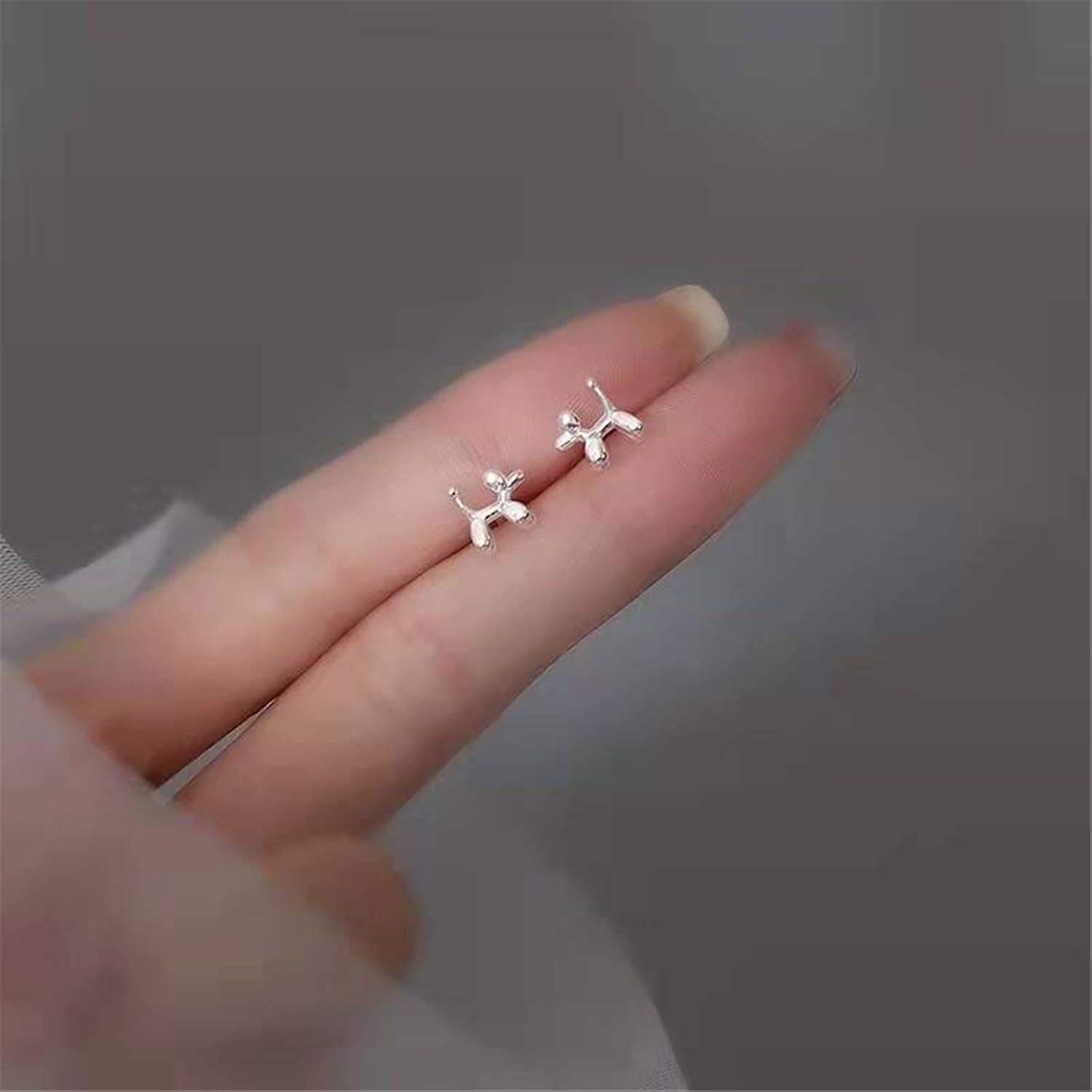 ONLYJUMP Balloon Dog Stud Earrings for Women Cute 925 Sterling Silver Lovely Animal Pet Earring Piercing Studs Post Fashion Jewelry