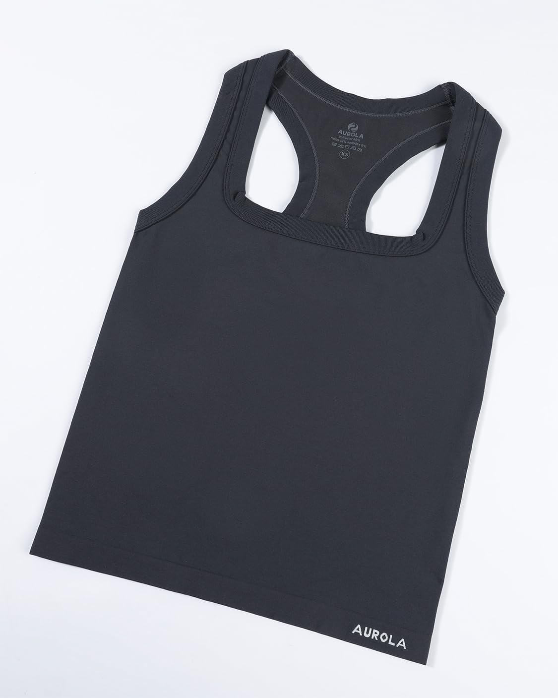AUROLA Essentials Seamless Sleeveless Racerback Top,Women Subtle Marl Workout Square Neck Fitted Tank - Image 4