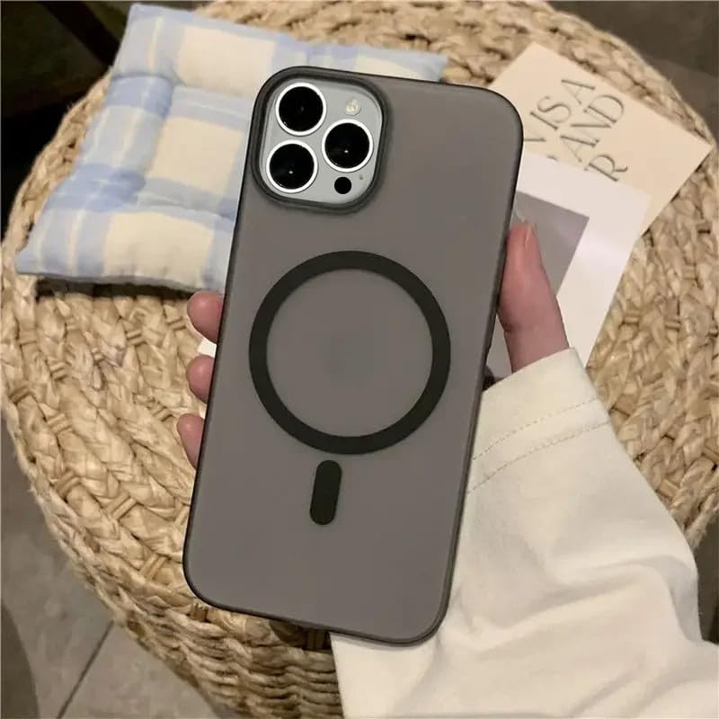 Image of ZR005 Back Case Cover Compatible for iPhone X | Ultra-Thin Matte | Magnetic | Wireless Charging Clear Case |Camera Protection (PC | Black)