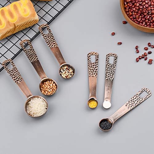 Copper Measuring Cups And Spoons Set, Copper Measuring Cups And Spoons Set Of 5 Copper Measuring Cups And 6 Copper Measuring Spoons, 1 Measure Ingredient Leveler And Rings #TOP6