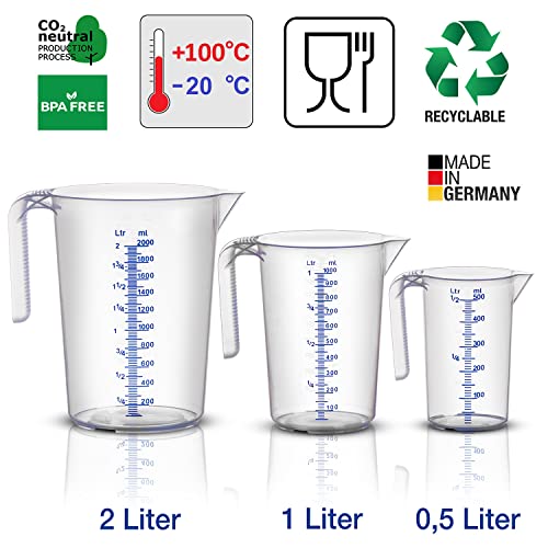 Foto von BigDean 3 Messbecher 500ml, 1L, 2L bruchsicher temperaturbeständig