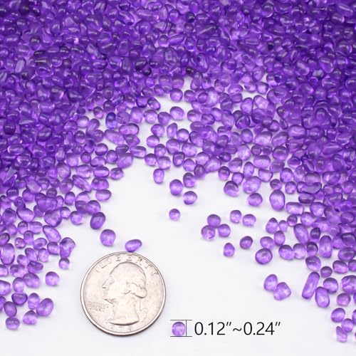 Image of Keedolla 2 lbs /900g Fish Tank Rocks Gravel, Betta Fish Tank Beads Pebbles Aquarium Glass Rocks Stones Marbles Small for Fish Tank, Vase Filler, Succulent Plants Decor - Purple