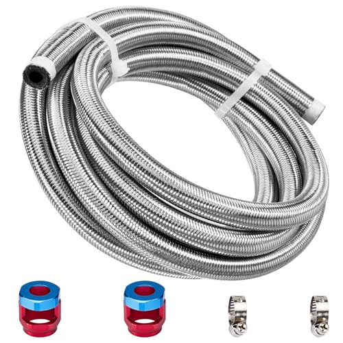 CarBole 10FT Stainless Steel Braided Fuel Line, 5/16" I.D. D...