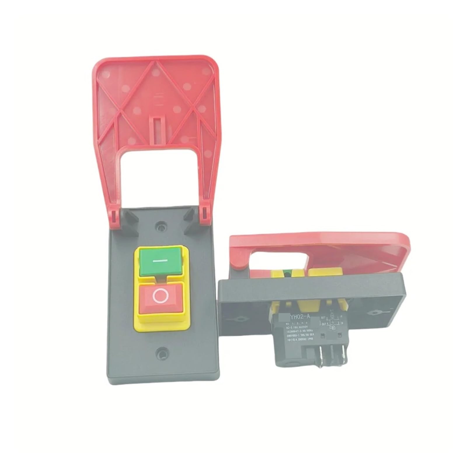 AARTERZZA Emergency Stop Switch Off-On Red Cover Emergency Stop Push Button Switch 16A Power-Off/Undervoltage Protection Electromagnetic Start Switch(4 Pins)