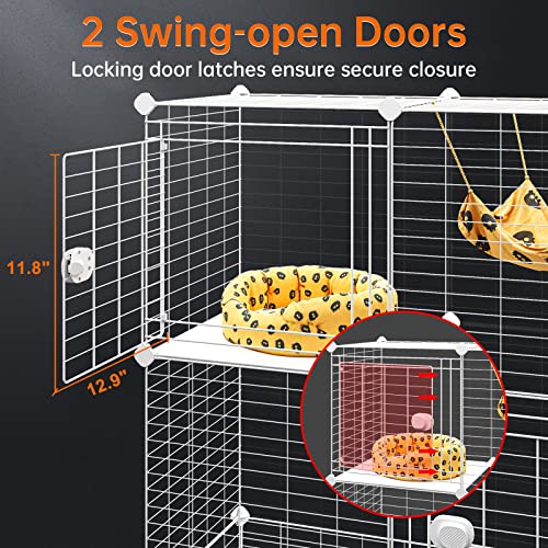 Eiiel 3-Tier Cat Cages Indoor Diy Playpen Detachable Metal Wire Kennels Crate Large Exercise Place Ideal For 1-2, White, El-571A #TOP4