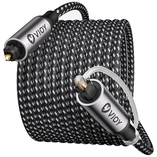 VIOY Optical Audio Cable 15 FT Long Digital Fiber Optic Audio Cable Braided S/PDIF Adat Optical Cord for Soundbar TV Amplifier Home Cinema Stereo Systems Xbox PS4 and More