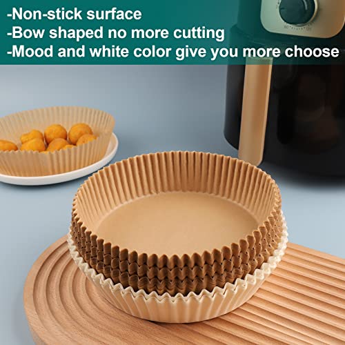 50 Pcs Parchment Paper For Air Fryer,Air Fryer Disposable Paper Liner,Oil-Proof, Water-Proof, Non-Stick Air Fryer Liner, Food Grade Air Fryer Accessories For Baking Roasting (6.3" Natural & White) #TOP6