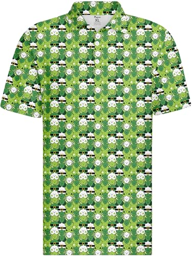Image of PAGYMO Funny Golf Shirts for Men Crazy Printed Pattern Novelty Moisture Wicking Performance Mens Polo Shirt