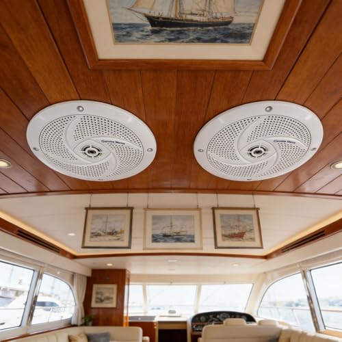 Image of LENKRAD 6.5 Inch RV Marine Speakers White - Waterproof Outdoor Boat Speakers | 120 Watt Power Indoor Stereo Sound Player with Low Profile Slim Style, 6 1 /2 inch Shallow Mount Camper Van -1 Pair