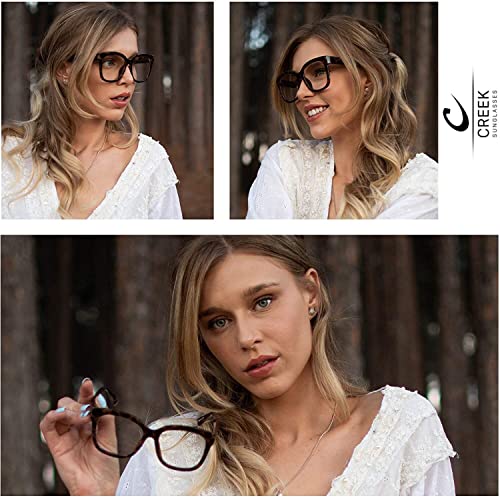 Image of CREEK Unisex Blue Light Blocking Blue Cut Anti Glare Oversized Glasses for Eye Protection from UV by Computer /Tablet /Laptop /Mobile (With Torch,Testing Card and Lens Cleaner)