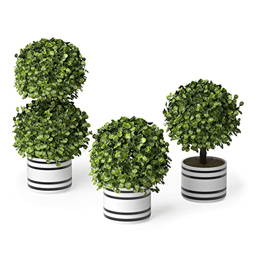 Barnyard Designs HY08103-G-S3 Artificial Boxwood Topiary Potted Plant Decorations cover