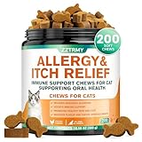Cat Allergy Relief Chews,Itchy Skin,Paw Licking,Seasonal Allergies Relief, with Omega 3,Probiotics,Green Tea Extract,Boost Immunity,Skin Coat Health,Maintain Oral Health, Allergy Relief for Cat