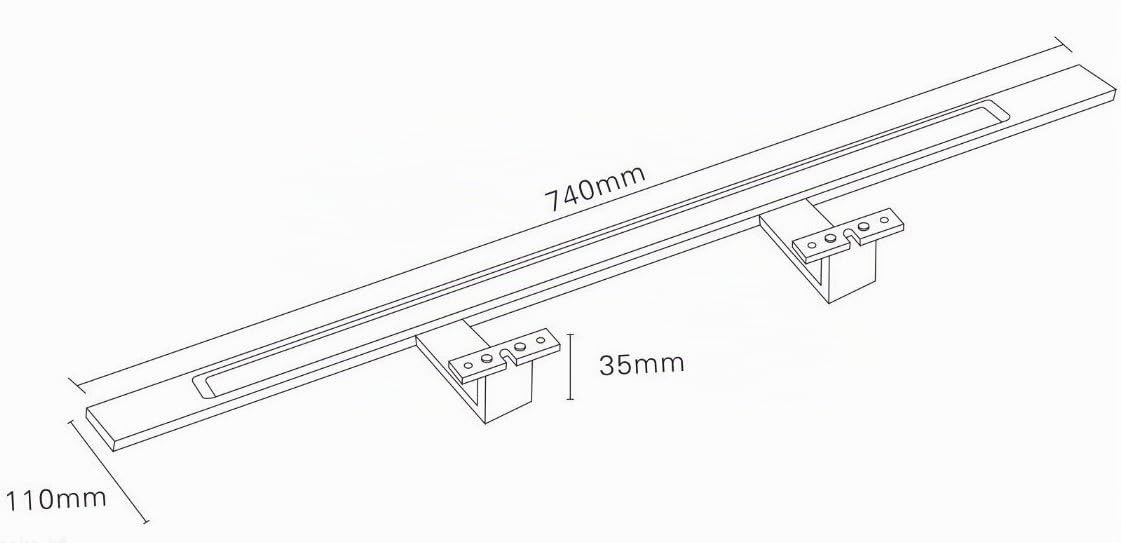kalb Material für Möbel LED Badleuchte schwarz 740mm Spiegellampe Spiegelleuchte Aufbauleuchte, Lichtfarbe:neutralweiß