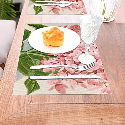 Lot de 4 sets de table fleurs roses de qualité supérieure - 6