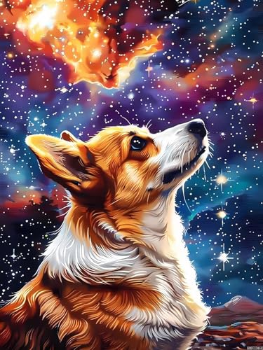 Peinture diamant Corgi anti-stress kit adulte 40x30 cm pour calmer l'anxiété par l'art manuel
