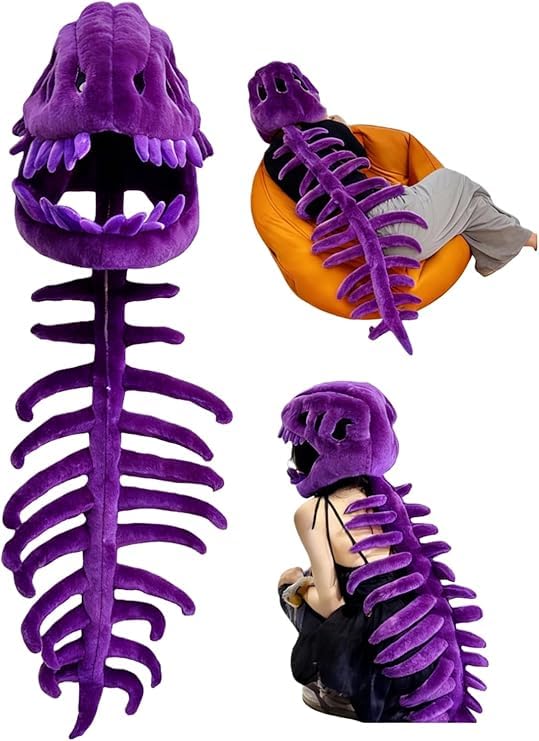 Dinosaur Skeleton Costume Set, Style Dinosaur Outfit,Dinosaur Skull Headpiece And Spine Costume for Dress-Up, Parties & Photos (Purple, 49.2in)