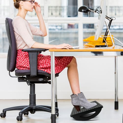 Under Desk Footrest, Swinging Footboard, Ergonomic Round Plastic Ottoman with Roller Massager to Improve Posture and Relieve Leg, Knee and Back Pain, Suitable for Office, Home - Image 3