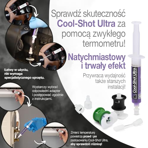 Errecom Cool-Shot Ultra, Dodatek Przywracający Oryginalną Wydajność Systemów Klimatyzacyjnych i Chłodniczych oraz Klimatyzacji Samochodowej,strzykawka 6ml + adaptery 1/4 SAE, 5/16 SAE, R134a i R1234yf