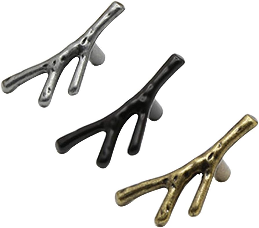 8 Pack Twig Knobs Tree Branch Handles Drawer Knobs Fashion Zinc Alloy Pulls Furniture Dresser Pull Handles Door Knobs for Cabinets (Black)