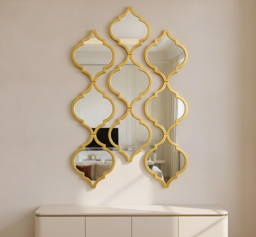 Boho Chic Gold Teardrop Mirror Wall Decor Set, 9 Piece Acrylic Wall Hanging for Home, Bedroom and Living Room-image-8