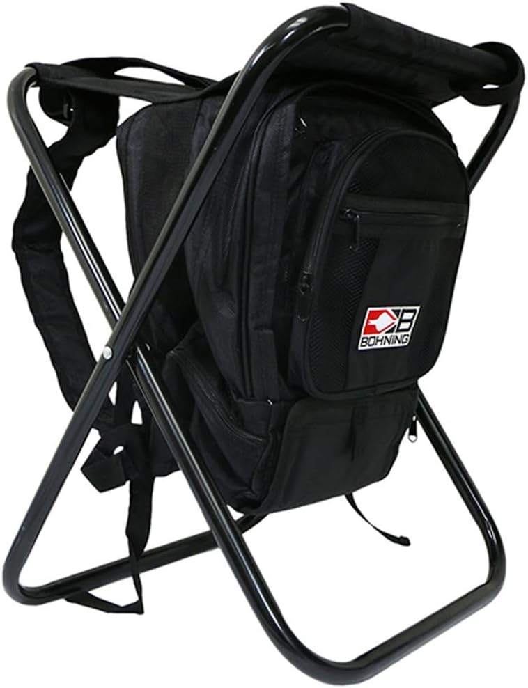 Bohning Camp Stool/Backpack with Built-in Cooler Camp Stool, Black
