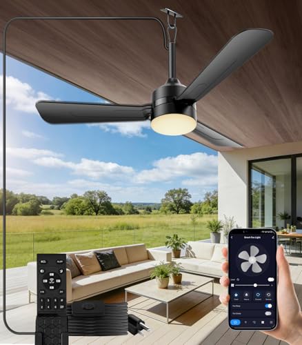aetherlume 36 inch Plug-in Ceiling Fan Light with Remote Control gazebo fan light 3 Blade Dimmable 3CCT LED Reversible Portable Hook Design with16ft Cable for Bedroom Garage Tent Porch Kitchen