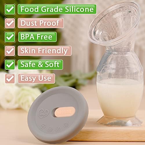 Haakaa Manual Breast Pump (5oz/150ml) One-Piece Design with Upgrade Suction Base & Silicone Cap Made by Food Grade Silicone Milk Saver & Milk Catcher for Breastfeeding Moms