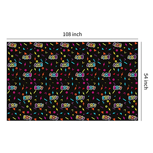 Image of 80's Party Decorations Tablecloth, Disposable 80's Theme Party Supplies Table Cover, 80s Birthday Table Cloth Decorations Supplies, 3 Pack, 54in x 108in