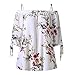 Produktbild Damen Shirts URSING Große Größe Kurzarm T-Shirt Mode Frauen Übergröße Blumenmuster Kalte Schulter Bluse Casual Tops Camis Elegante Schulterfrei Sommer Oberteile Sommerblusen Blusenshirt (5XL, Weiß)