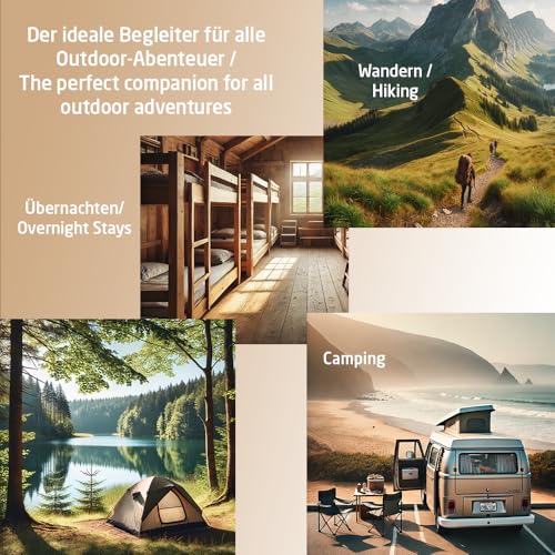 MIQIO® 2in1 Hüttenschlafsack Ultra leicht mit durchgängigem Reißverschluss (Links oder rechts): Dünner Komfort Reiseschlafsack und XL Reisedecke in Einem