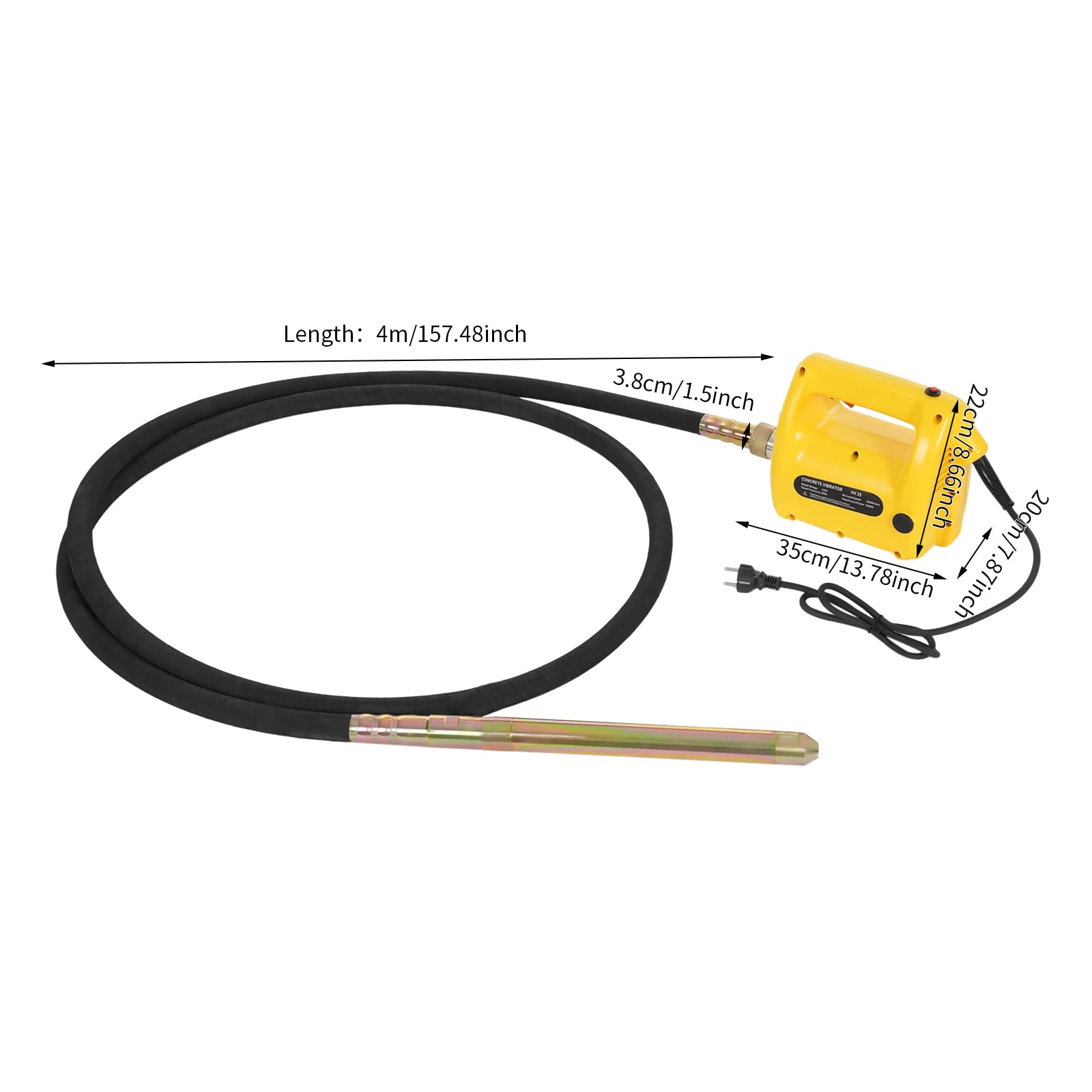 vibratore per calcestruzzo, 2300 W, 18000 giri/min, vibratore per calcestruzzo, strumento professionale per la costruzione di tunnel, ponti, strade, grattacieli e porti