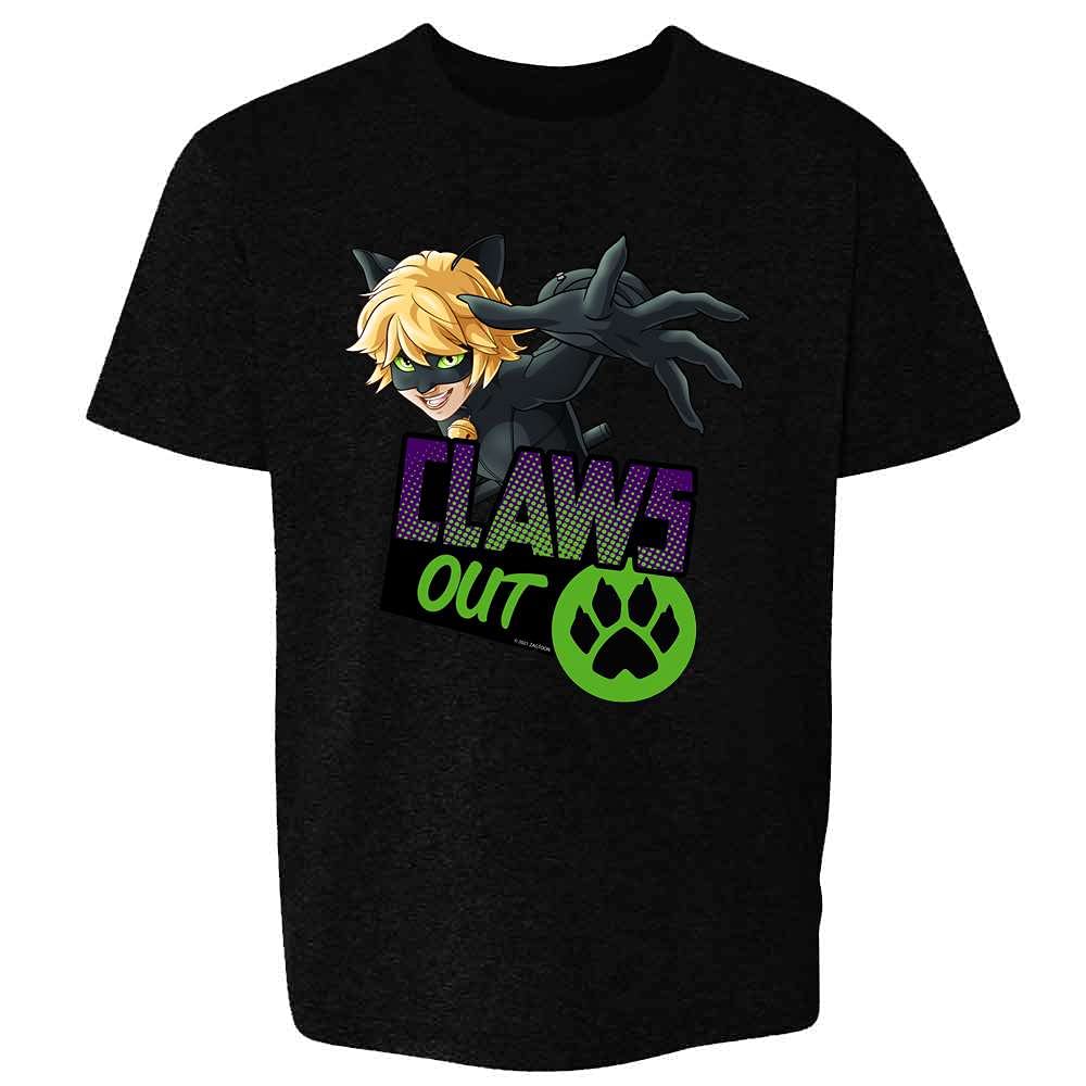 Pop Threads Miraculous Ladybug and Cat Noir Merch Claws Out Baby Toddler Kids Girl Boy T-Shirt