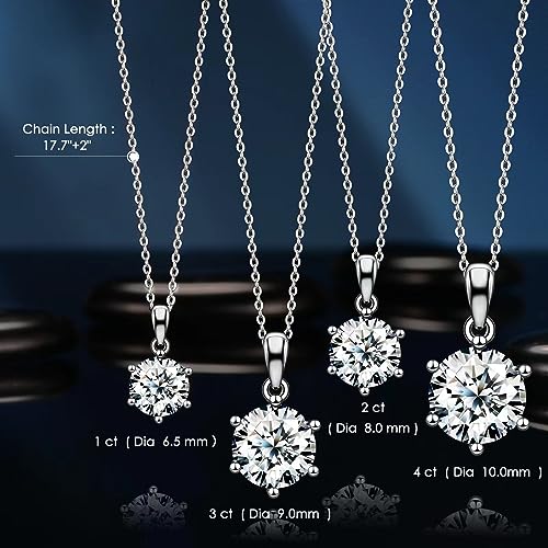 Gifts for Wife Her Mom Daughter Girlfriend Moissanite Necklace for Wife 1CT-4CT Jewelry for Women Birthday Wedding Anniversay Engagements Christmas Valentine Mothers Day Gifts4