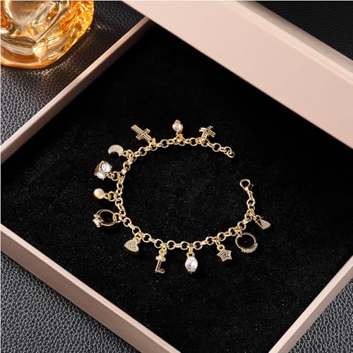 Sterling Silver Charm Bracelet Thirteen Hanging Link Bracelet Jewelry Gifts for Women3