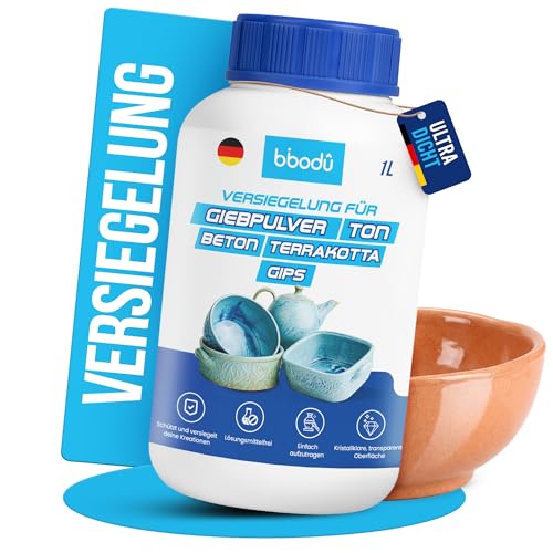 BIBODU® Versiegelung für Gießpulver 1000ml | Gipsdicht & Tondicht Versiegelung | Perfekt für Ton, Gips, Keramik, Beton und Terrakotta | Wasserdicht und Lösemittelfrei