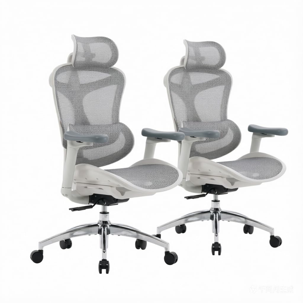 SIHOO Doro C300 Ergonomic Office Chair with Ultra Soft 3D Armrests, Dynamic Lumbar Support for Home Office Chair, Adjustable Backrest Desk Chair, Swivel Big and Tall Computer Chair 2 Packs (Grey)