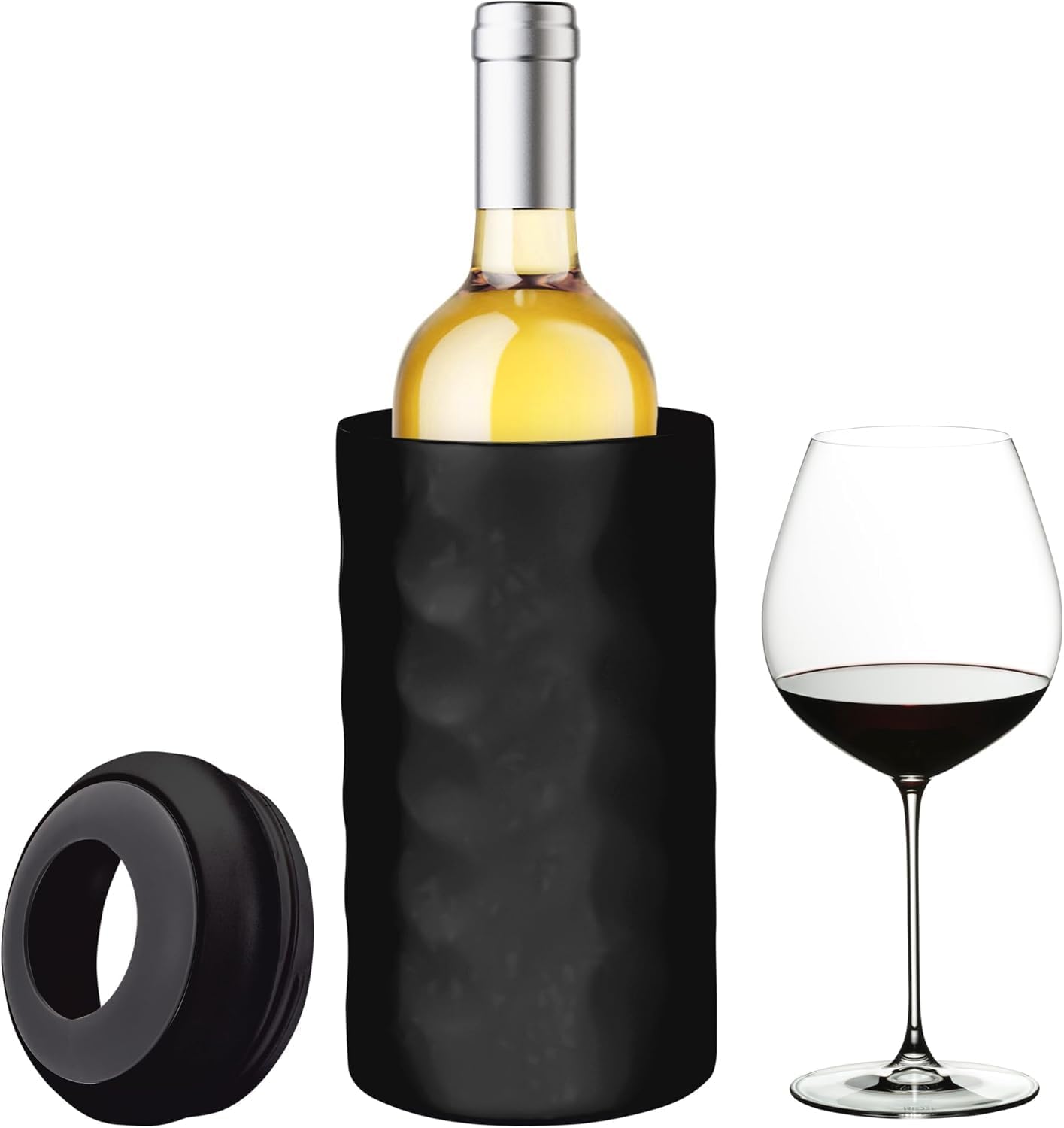 Vacuum Insulated Stainless Steel Wine & Champagne Bottle Cooler – Fits Most 750mL Bottles, Keeps Drinks Chilled for Hours (Black)