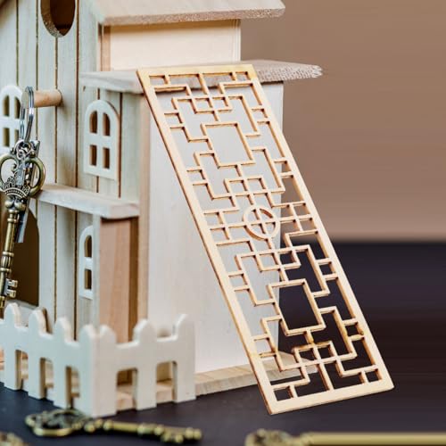 VOSAREA 4pcs Miniature Dollhouse Furniture Mini Dollhouse Screen Model Tiny Wood Room Divider Chinese Style Decorative Screen Model for Micro Landscapes