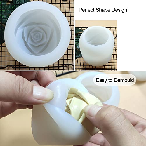 Nicavkit 2Pcs Rose And Peony Flower Silicone Candle Molds Set For Candle Making, Resin Molds Silicone Kit, 3D Diy Silicone Mold Candle Pouring Molds For Soy Wax, Soap, Diy Scented Candle #TOP2