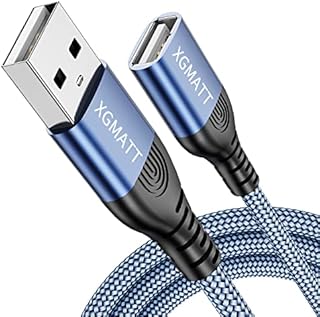 XGMATT Long USB Extension Cable 5M 1Pack,Type A Male to Female USB 2.0A Extension Lead Cord Compatible for USB Keyboard, Mouse, Flash Drive, Hard Drive,Printer, etc - Blue