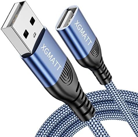 XGMATT Long USB Extension Cable 5M 1Pack,Type A Male to Female USB 2.0A Extension Lead Cord Compatible for USB Keyboard, Mouse, Flash Drive, Hard Drive,Printer, etc - Blue